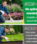 Comparison of Easy Install Garden Landscape Edging Kit and traditional edging methods with a man installing both in a garden