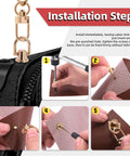 Installation steps for Bronze D Ring Rivet Set For Leather Purses And Handbags 21 Piece Kit With D Ring Screws illustrated