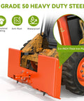 Beefy Point Four Inch Thick Heavy Duty Skid Steer Attachment Plate With 2 Inch Trailer Hitch Receiver 3000 Lbs Capacity