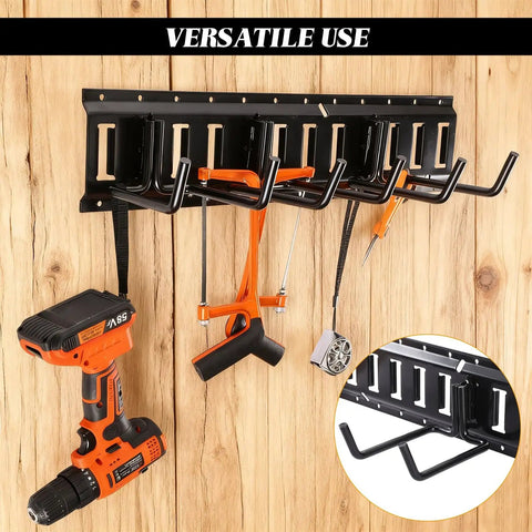 4 Pack E Track Double J Hooks Heavy Duty Steel Tool Hangers For Trailers Trucks And Garages Keep Shovels Cables Bags And Gear Off The Floor Easy Access Storage And Organization, black steel wall rack with tools