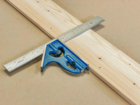 2-Piece 6-Inch Machinist Combination Square With Cast Iron Head 4R, Level Vial, And Scribe Tool on wooden surface
