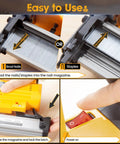 Cordless Brad Nailer Built Tough For Long Shifts With No Sweat instructions for loading brad nails and staples into the magazine.