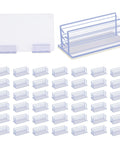 100 Pack Self Adhesive Sneeze Guard Clips No Fuss Peel And Stick Brackets For Clear Acrylic Sign Holders showing various clip mounts and display holders.