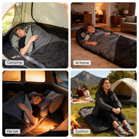 Lightweight warm weather sleeping bag for adults and teens with compression sack, compact backpacking gear, roomy 33 by 86.6 inches