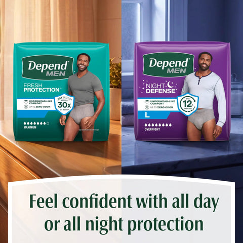 Fresh Protection Maximum Absorbency Incontinence Underwear For Men, Disposable Large Size 35 To 43 Inches Waist, 28 Count, Grey