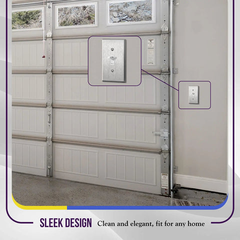 430 Stainless Steel Toggle Light Switch Wall Plate 1 Gang 4.50 by 2.76 Inch on garage wall, sleek design