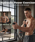 Flybird Twister Arm Trainer With Ab Roller Wheel used for chest and arm workout with adjustable resistance in home gym.