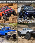 Four RC crawlers compatible with Beefy 9Kg Coreless Metal Digital Micro Servo High Torque Upgrade for rugged trails.