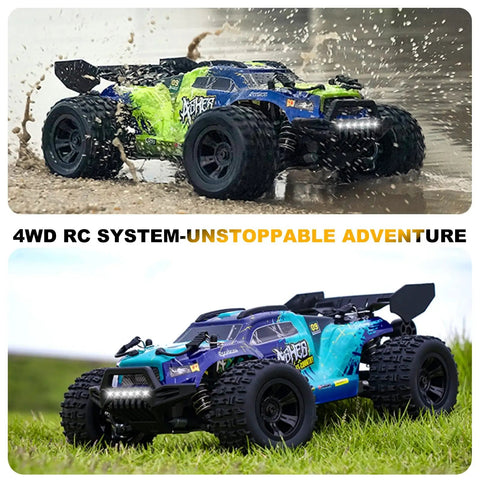 1:18 Scale 4WD High Speed Beast RC Car With 25 MPH Off Road Power Remote Control Truck For Adults And Teens on wet terrain