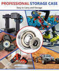 74 Piece Ball Bearing Assortment Kit Featuring Six Essential Sizes For Smooth 3D Printer Assembly, Skate Gear Upgrades, And Home Repairs displayed with tools and gear.