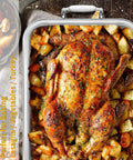 15 Inch Stainless Steel Roasting Pan With Cooling Rack For Juicy Turkey Chicken And Ham Roaster Includes V-Shaped Baking Rack And Nonreactive Metal For Healthy Cooking And Easy Cleanup.