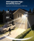 Onforu 36W Solar LED Security Lights, PIR Motion Sensor Outdoo for Yard illuminating driveway with high-sensitivity sensor.