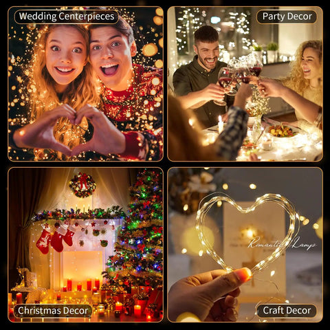 Waterproof Warm White LED Fairy Lights 7Ft Battery Operated String Of 20 LEDs With 3 Modes used in wedding, party, Christmas decor