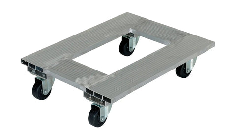 Aluminum Channel Dolly with Hard Rubber Casters, 900 Lb Capacity, 24 Inch Length, showcasing lightweight frame and swivel casters