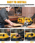 Man installs Planer Vacuum Adapter Replacement For DW735 DW735X Planers Heavy Duty Dust Port Hose Connector on planer.