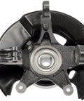 Rugged Front Right Wheel Bearing And Hub Assembly Loaded Knuckle for 2003 2004 Honda Pilot, black metal, front view.