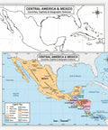 11x17 Laminated Dry Erase Central America And Mexico Map, Double Sided With Color Front And Blank Outline Back, Reusable