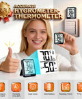 Indoor Room Thermometer And Hygrometer Real Time Temp And Humidity Monitor With Digital Display Accurate Readings From -58 To 158 F Easy Humidity Control Great For Home Office Nursery, black tabletop display