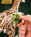 3D Velociraptor Wooden Puzzle Kit For Adults And Teens With 106 Pieces Realistic Gear Transmission System For Dynamic Two Legged Dino Build, hand start mainspring