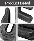 Close-up of Six Pack Three Eighths Inch Weld On Grab Hooks Heavy Duty G70 showing 3/8 inch marking and steel finish
