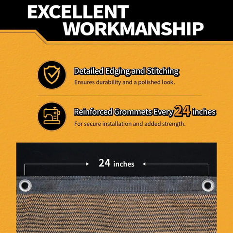 Heavy Duty Garden Privacy Screen 3 By 20 Foot Wind Blocking Mesh Tarp details reinforced grommets every 24 inches