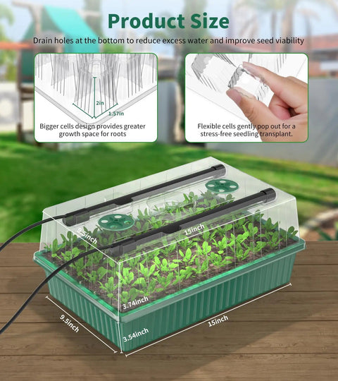 120 Cell Seed Starter Trays With Built In Grow Light Kit 2 Pack Reusable Seedling Trays With Air Vent Humidity Domes