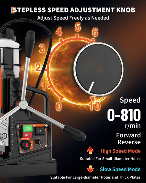Stepless speed adjustment knob for 2 Inch Magnetic Drill Press 1850W High Torque Variable Speed Power Tool.