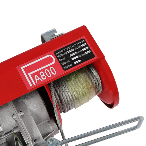 Heavy Duty 1763 Lbs Electric Winch Hoist With 39 Foot Lift Height And Pure Copper Motor shown with cable details.