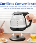 Fast Boil 1 Liter Glass Electric Kettle Cordless 360 Degree Base BPA Free 1100W With Auto Shutoff Blue LED Interior Easy Pour