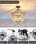 5 Light Crystal Chandelier Ceiling Light Fixture Semi Flush Mount Black Finish, E12 Indoor Lighting in assembly stages