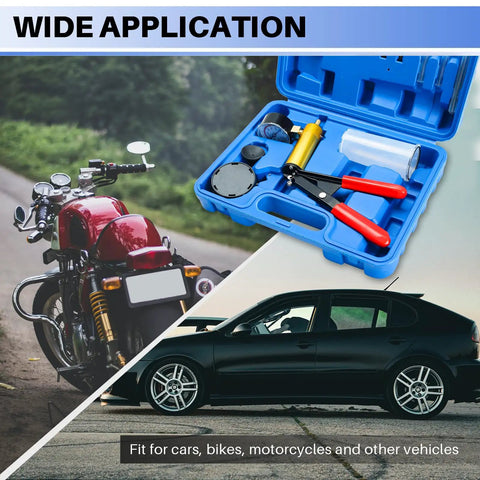 Hand Held Vacuum Pump Tester Kit With Gauge And Brake Bleeder For Auto DIYers, Portable Garage Ready Bleeding System, Pro Grade Aluminum Body, Durable PVC Hoses, Easy To Use for cars and motorcycles