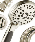 Boss-Level High Pressure 6-Setting Handheld Shower Head with 6-Foot Stainless Hose, non-slip grip, oil rubbed bronze finish