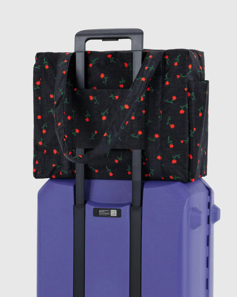 Underseat Travel Carry On Bag Built With Recycled Nylon Small Cloud Style Painted Wildflower Fits On Top Of Rollers