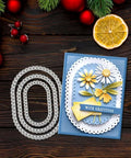 Three Piece Lace Oval Metal Die Cuts Set With Stitched Nesting Tag Frames For Scrapbooking And Card Making Dope Embossing Dies