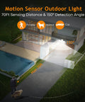 Illustration of Outdoor Motion Sensor Flood Lights With 30W 3500LM Output Dusk To Dawn IP65 Waterproof Three Head LED Security Lighting detecting movement