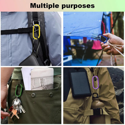 16 Pack Oval Carabiner Clips For Keys Leashes Backpacks Water Bottles And Outdoor Gear Must Have Everyday Carry Lightweight Aluminum Spring Loaded Smooth Edges Rust Resistant Colorful Keychain Hooks Easy Clip in multiple use scenarios.