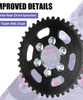 Black 40-tooth chain sprocket for 35 chain with 6 holes, designed to fit Baja DB30 Coleman CT100U CK100 and more go-kart models.