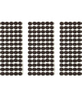 Premium Self Adhesive Felt Pads 3 8 Inch Round Cabinet Door Stoppers And Furniture Bumpers For Hardwood Surfaces Tough Sticky Back Glides Smooth As Silk No Scratch Guarantee 234 Pieces Brown arranged in three groups.