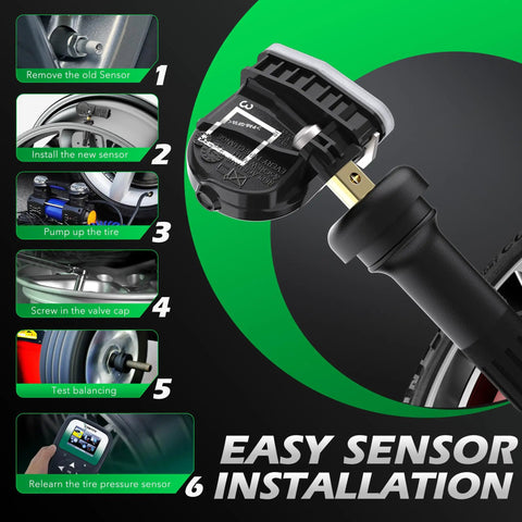 315Mhz Tire Pressure Monitoring System Set Of 4 For GM Chevy GMC Cars And SUVs, Pre Programmed TPMS Sensors Replacements, Compatible With Cadillac Saab Hummer Pontiac Saturn Suzuki, Easy Drop In Install on tire valve stem