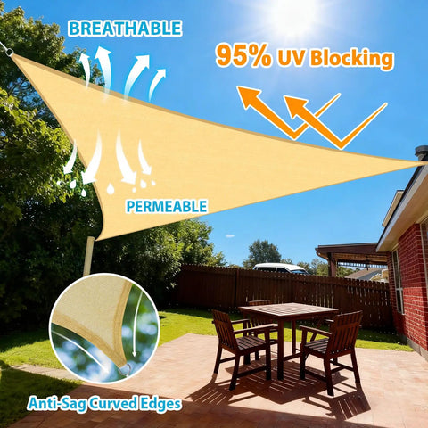 Dope Sand Triangle Shade Sail 11x18x18 Feet UV Blocking Sun Shade Canopy for Outdoor Patio Garden Deck
