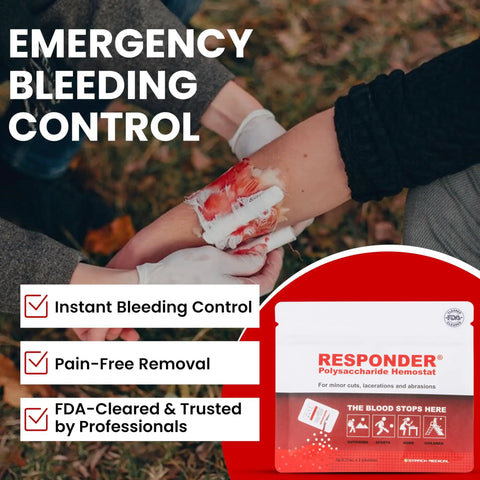 Applying first aid powder for wounds FDA cleared plant based stops bleeding instantly on cuts and scrapes in survival gear