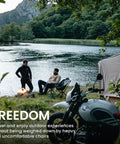 Two men by a lake camping with Ultra Lightweight Backpack Chair With 5 Second Folding, Grab And Go Packable Camp Chair