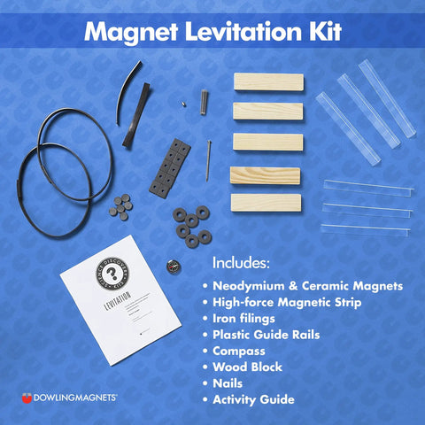 Components of Magnet Levitation Science Kit for Experiments Build a Levitating Train to Explore Gravity Equilibrium and Magnetic Fields