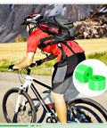 Cyclist on mountain bike with image inset of green TPU liners, 10 Pack Bike Tire Liners For 24, 26, 27.5, 29 And 700c Tires, TPU Protected