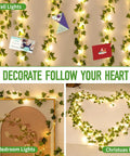 33 Ft Ivy Garland With 100 LED Fairy Lights For Home Decor Living Room And Bedroom Wall Art Aesthetic Office Lighting