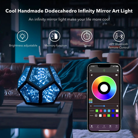 Dodecahedron RGBW Gaming Light With Infinity Mirror Effect Modern LED Desk Lamp For Bedroom And Game Room Decor
