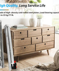 Undermount Soft Close Drawer Slides Full Extension Ball Bearing Runners in front of wooden cabinet, 77 lb load per pair visible