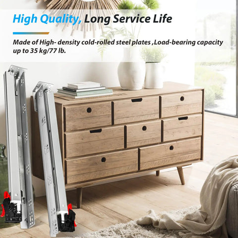 Bedroom dresser with Undermount Soft Close Drawer Slides For Bottom Mounted Full Extension Ball Bearing Runners Rails