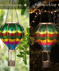 Valentines Day Outdoor Lantern Solar Powered Hot Air Balloon Lights For Garden And Yard Hanging Flickering Flame Led Decor