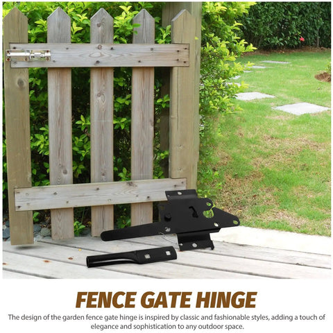 Heavy Duty Hidden Latch And Sturdy Gate Hinge Kit For Wooden Fences Backyard Secure Lock Black Iron Outdoor Decorative Garden Yard Metal Hardware Quick Install on wooden fence.